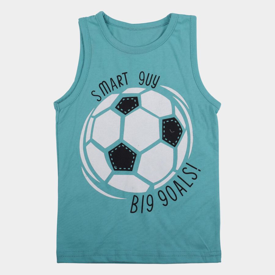 Boys Light Blue Cotton Blend Round Neck Casual Boys T-Shirt, Light Blue, large
