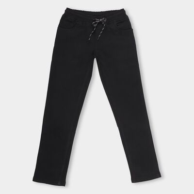 Boys Jet Black Regular Fit Elastic Waist Jeans