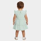 Infants' Mint Green Regular Fit Floral Printed Tiered Frock, Light Green, small