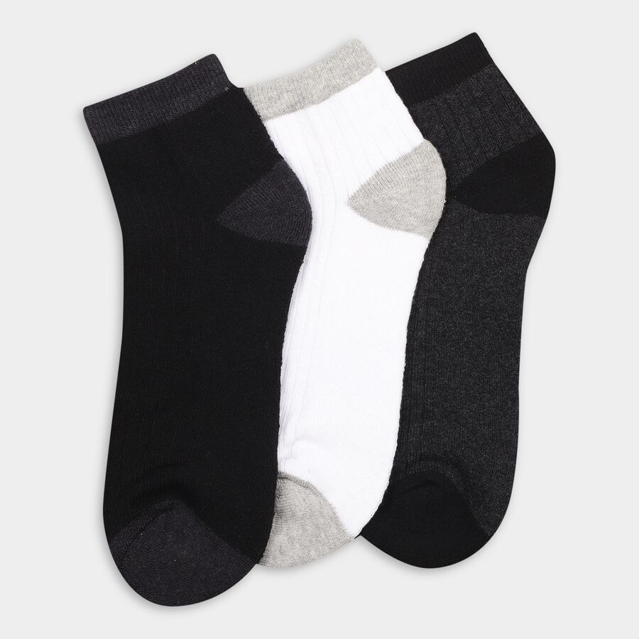 Men's Black And White Ankle Sports Socks, Black, large image number null