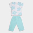 Girls' 100% Cotton Capri Set, Aqua, small image number null