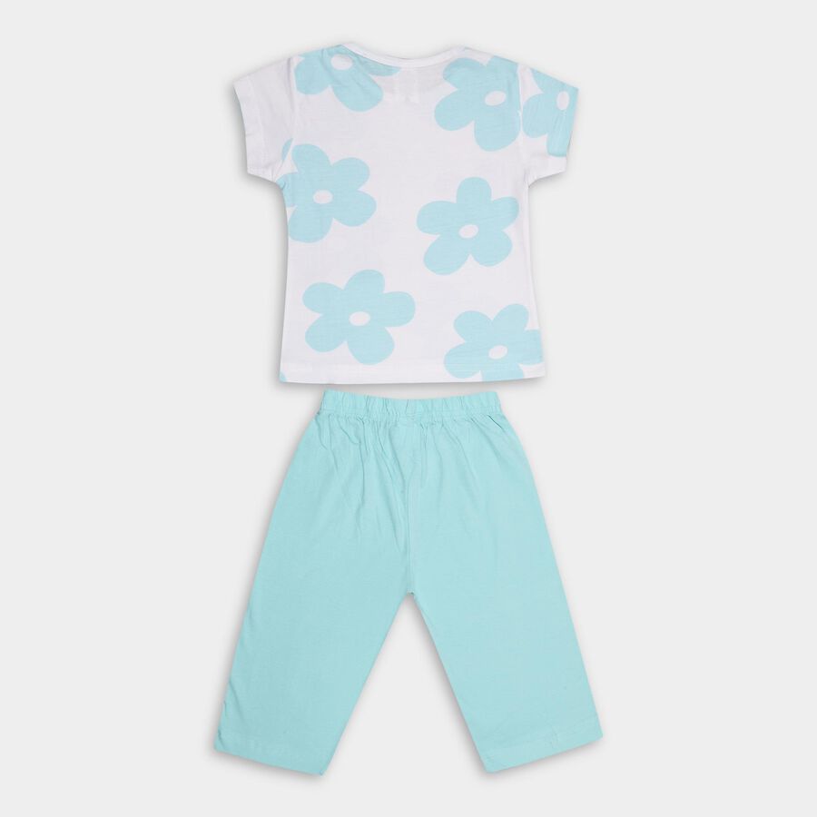 Girls' 100% Cotton Capri Set, Aqua, large image number null
