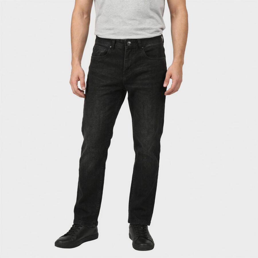 Men's Black Slim Fit Faded Jeans, Black, large