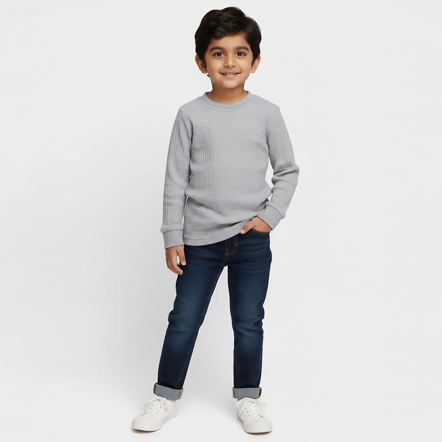 Boys' Thermal Upper, Melange Light Grey, large image number null