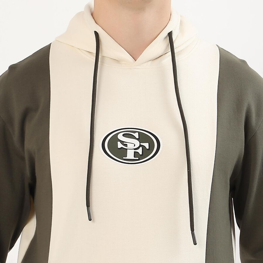 Men's Olive Green and White Hooded Neck Casual Sweatshirt, सफ़ेद, large image number null