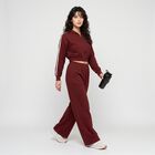 Women Maroon Hooded Track suit, वाइन, small
