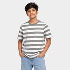 Boys Grey Crew Neck Casual Boys T-Shirt, Light Grey, small