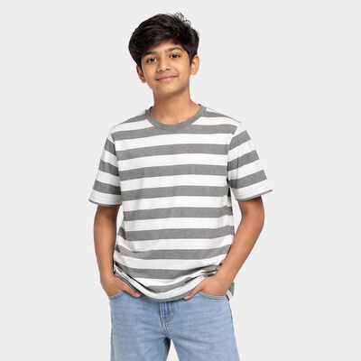 Boys Grey Crew Neck Casual Boys T-Shirt