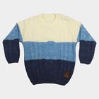 Infants' Blue Crew Neck Knitted Pullover, Mid Blue, small