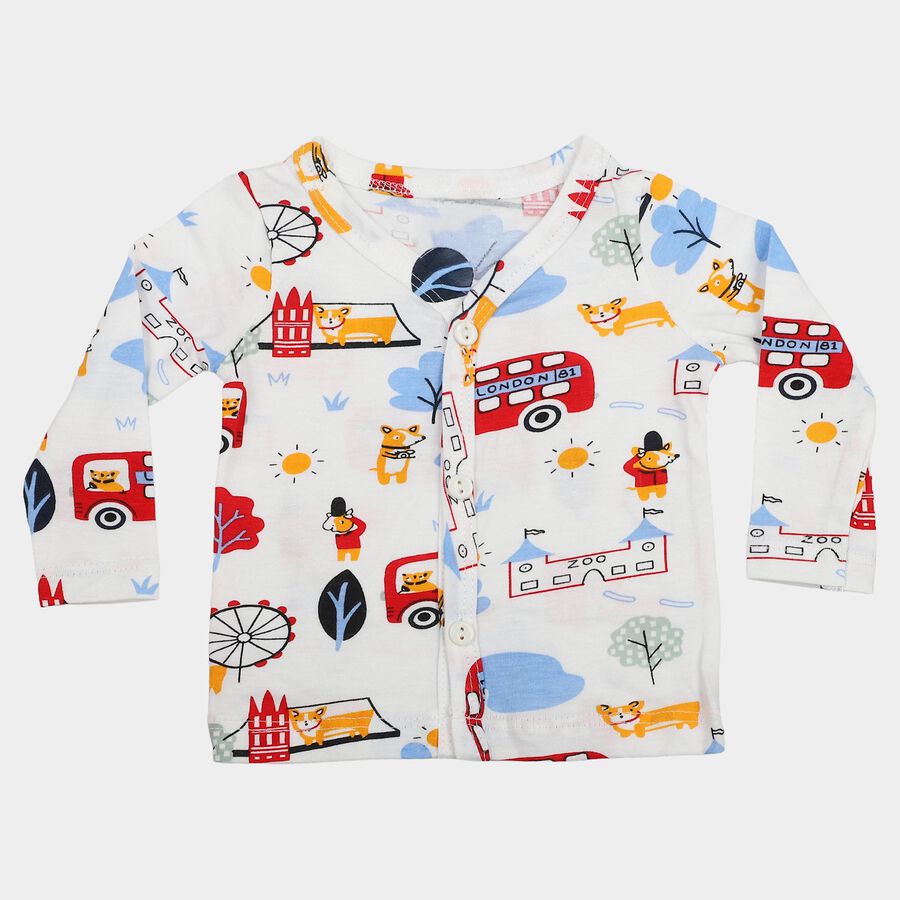Infants White Cotton V-Neck Regular T-Shirt, White, large