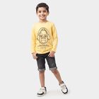 Boys Yellow Round Neck Regular Graphic Printed T-Shirt, पीला, small