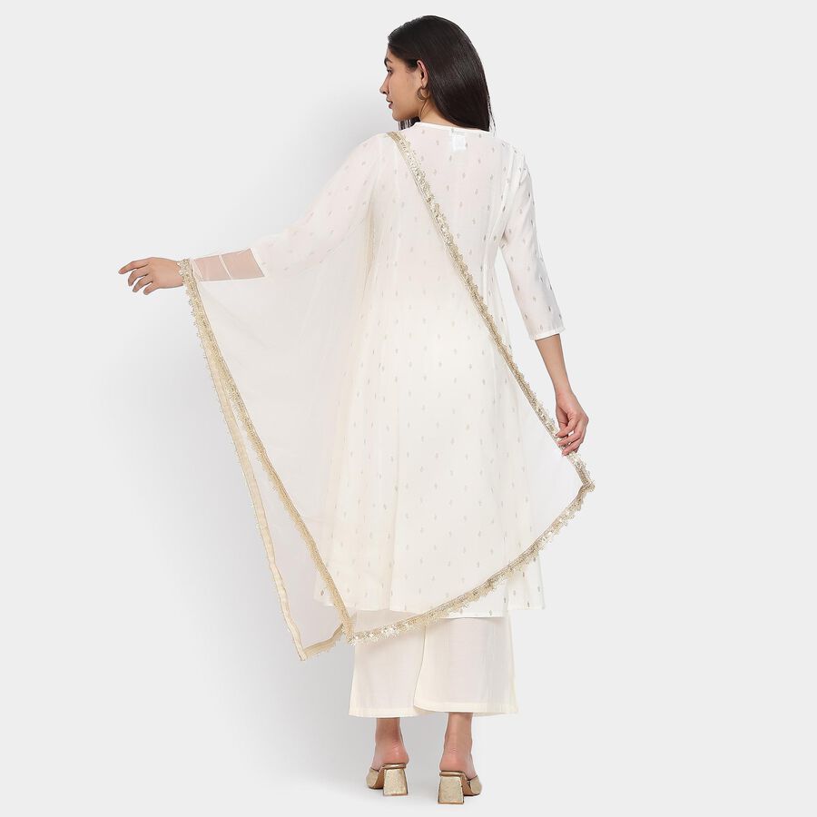 Ladies' Kurta Pyjama Set with Dupatta, ऑफ व्हाइट, large image number null