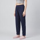 Women's Navy Blue Straight Fit Printed Lounge Pyjama, नेवी ब्लू, small