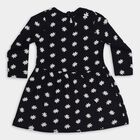 Infants' Black Daisy Print Ruffled Long Sleeve Frock, नेवी ब्लू, small image number null