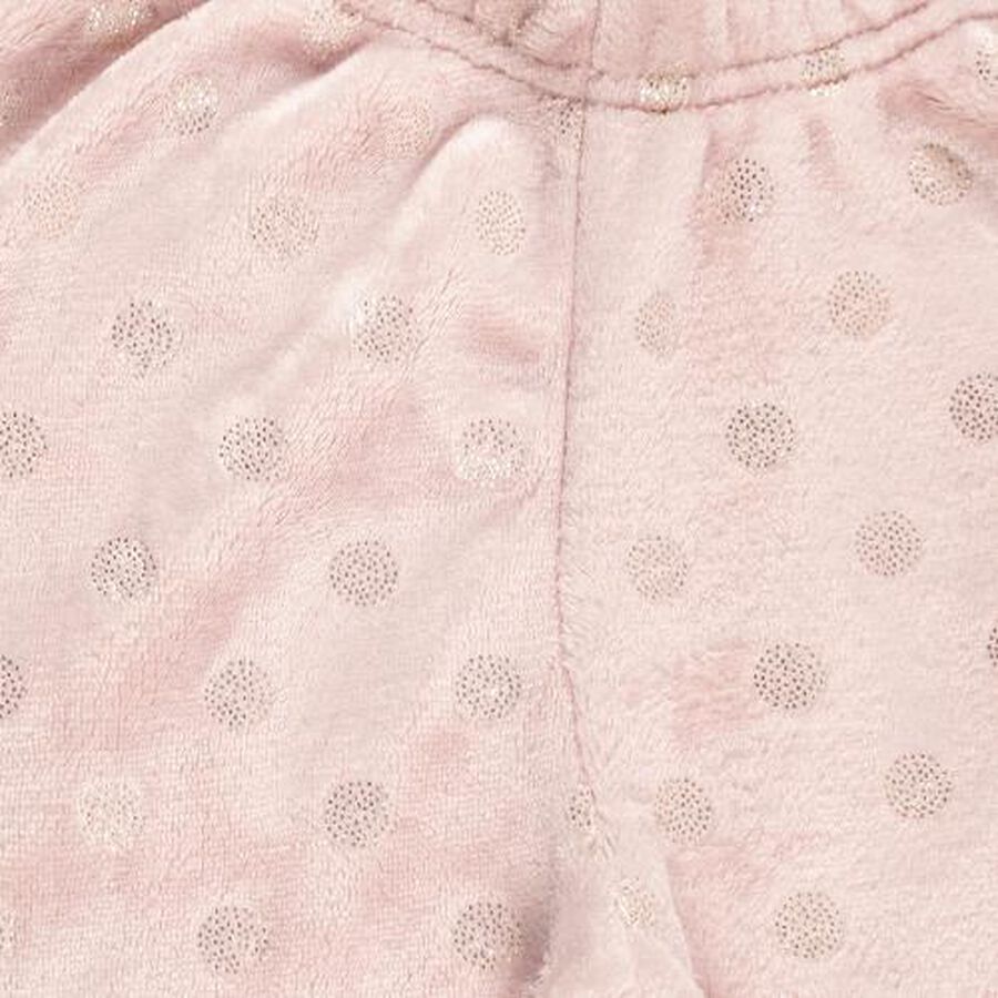 Girls' Light Pink Metallic Polka Dot Plush Pyjama, हल्का गुलाबी, large image number null