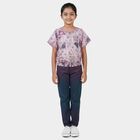 Girls Lilac Round Neck Casual T-Shirt, Lilac, small