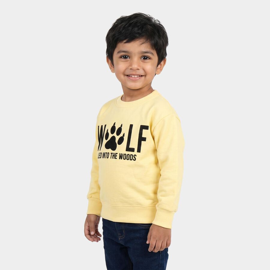 Boys' Yellow Crew Neck Pullover Sweatshirt, पीला, large