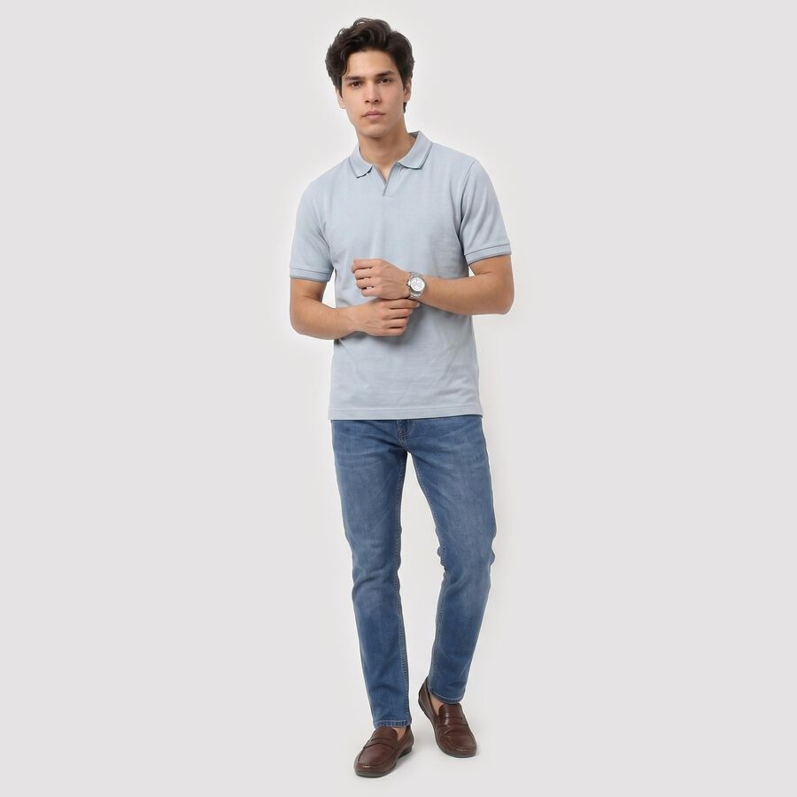 Men's Light Blue Polo Neck Polo T-Shirt, Light Blue, large
