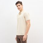 Men's Off White Polo Collar Casual T-Shirt, Off White, small