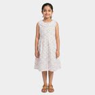 Girls White Floral Printed Fit and Flare Frock, ऑफ व्हाइट, small