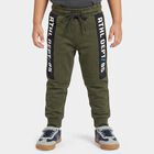 Boys' Olive Green Jogger Fit Graphic Printed Cotton Blend Pyjama, Olive, small