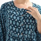 Ladies' Dark Peacock Blue Round Neck Printed Kurti, गहरा नीला, small image number null