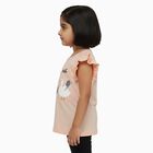 Girls Light Pink Cotton Round Neck Casual T-Shirt, हल्का गुलाबी, small image number null