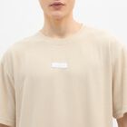 Men's Light Beige Round Neck Casual T-Shirt, Beige, small