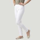 Women's White Cotton Blend Elastic Waist Churidar, सफ़ेद, small
