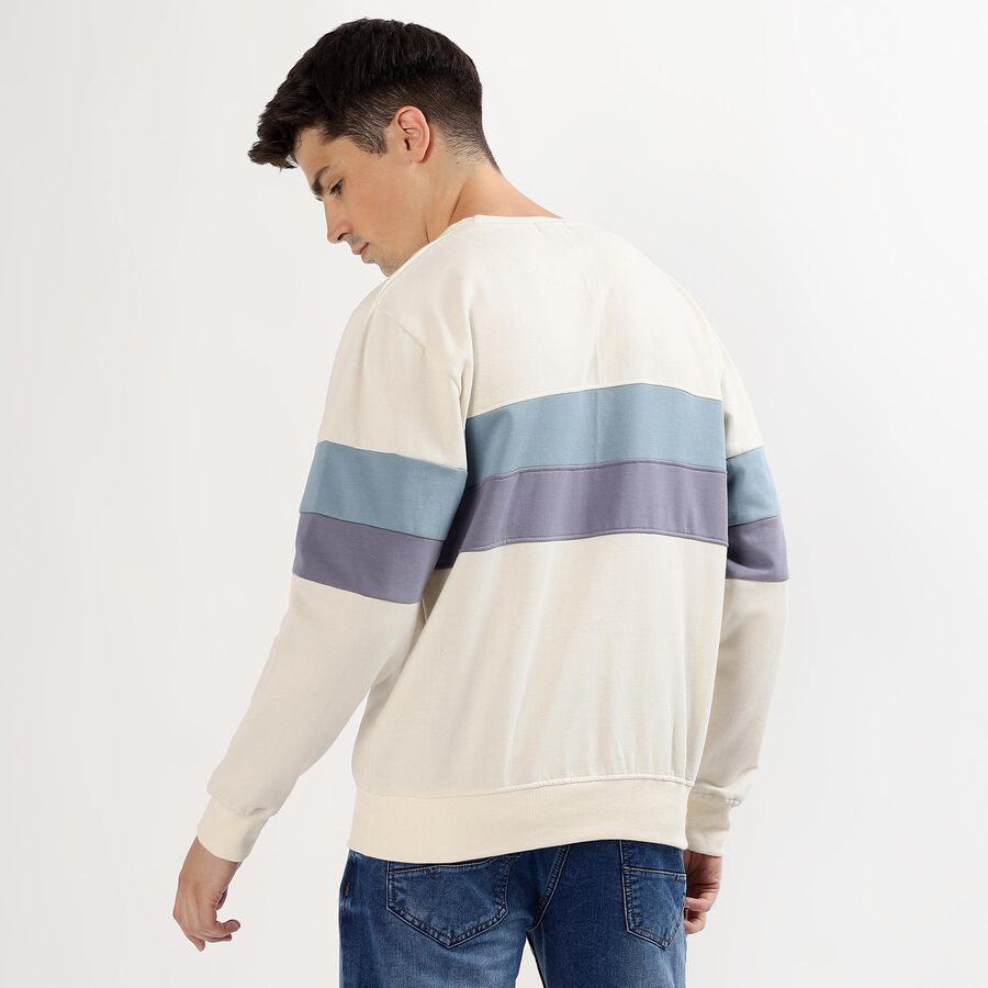 Men's Off-White Crew Neck Casual Sweatshirt, Off White, large image number null