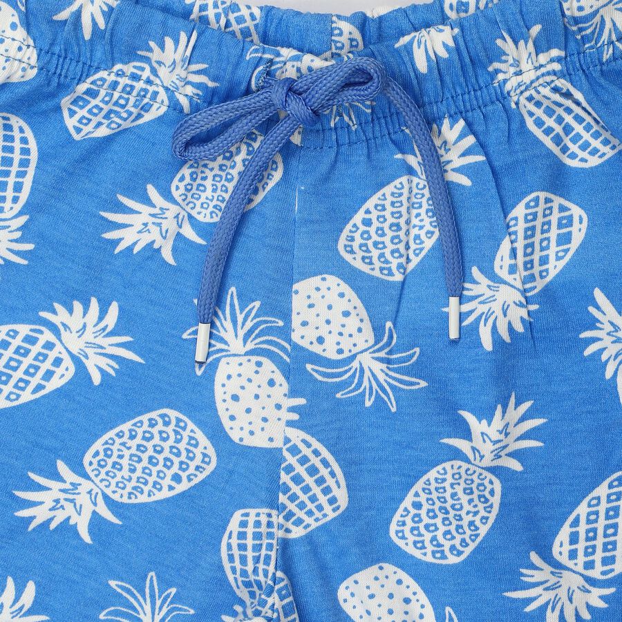 Boys Blue Relaxed Fit Printed Bermuda Shorts, Light Blue, large