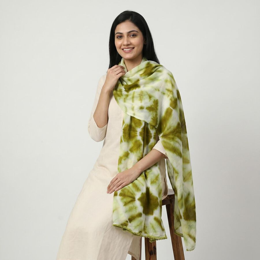 Women's Green Printed Dupatta, Light Green, large