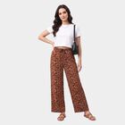 Women Brown Wide Leg Printed Trousers, भूरा, small