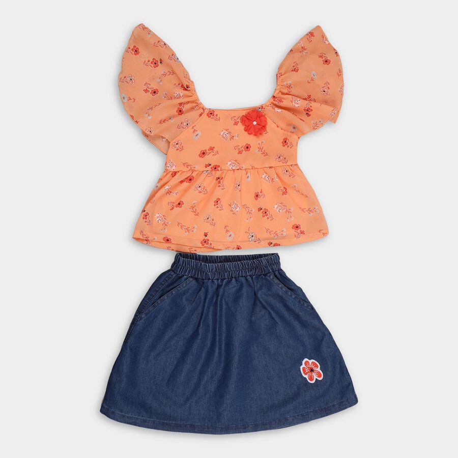 Girls' Top Skirt, Coral, large image number null