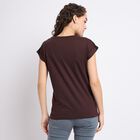 Ladies' Round Neck T-Shirt, भूरा, small