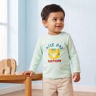 Infants Aqua Cotton Round Neck Regular T-Shirt, एक्वा, small