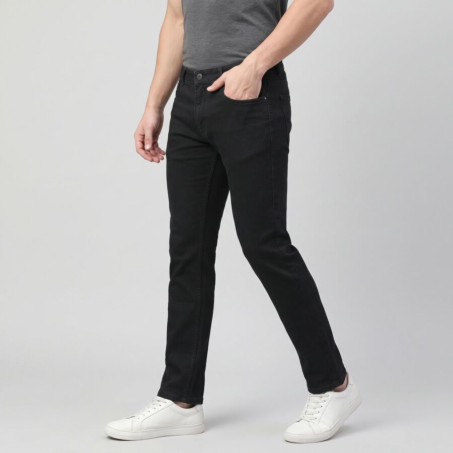 Men's Dark Grey Straight Fit Solid Jeans, Dark Grey, large