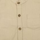 Infants Beige Mandarin Collar Regular Fit Shirt, Beige, small