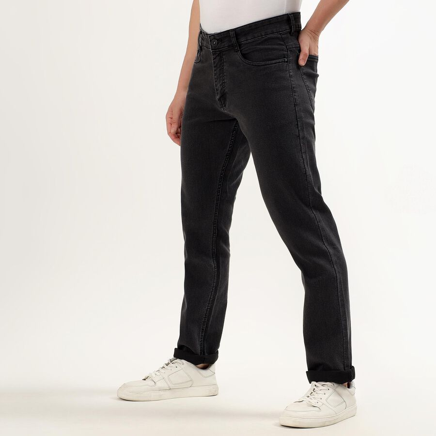 Men's Charcoal Black Slim Fit Five-Pocket Jeans, Dark Grey, large image number null