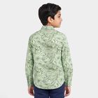 Boys' Mint Green Cotton Long Sleeves Collar Shirt, Light Green, small