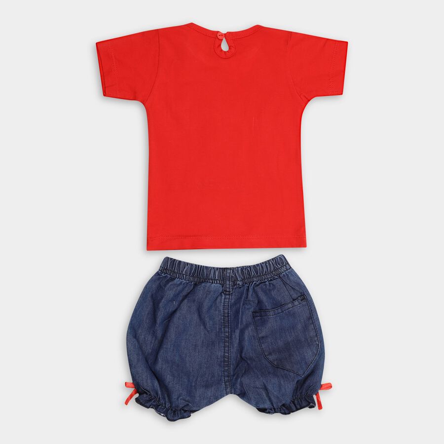 Infant Girls' 100% Cotton Short Set , लाल, large image number null