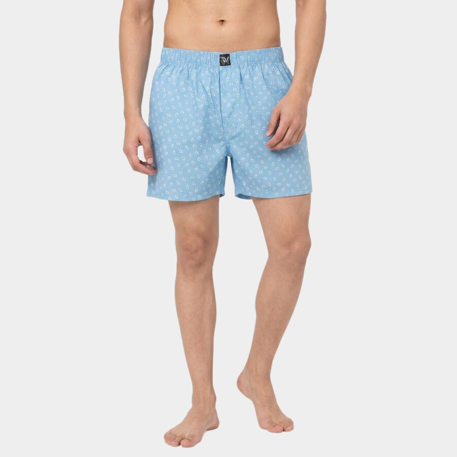 Men's Light Blue Classic Fit Printed Boxers, Light Blue, large