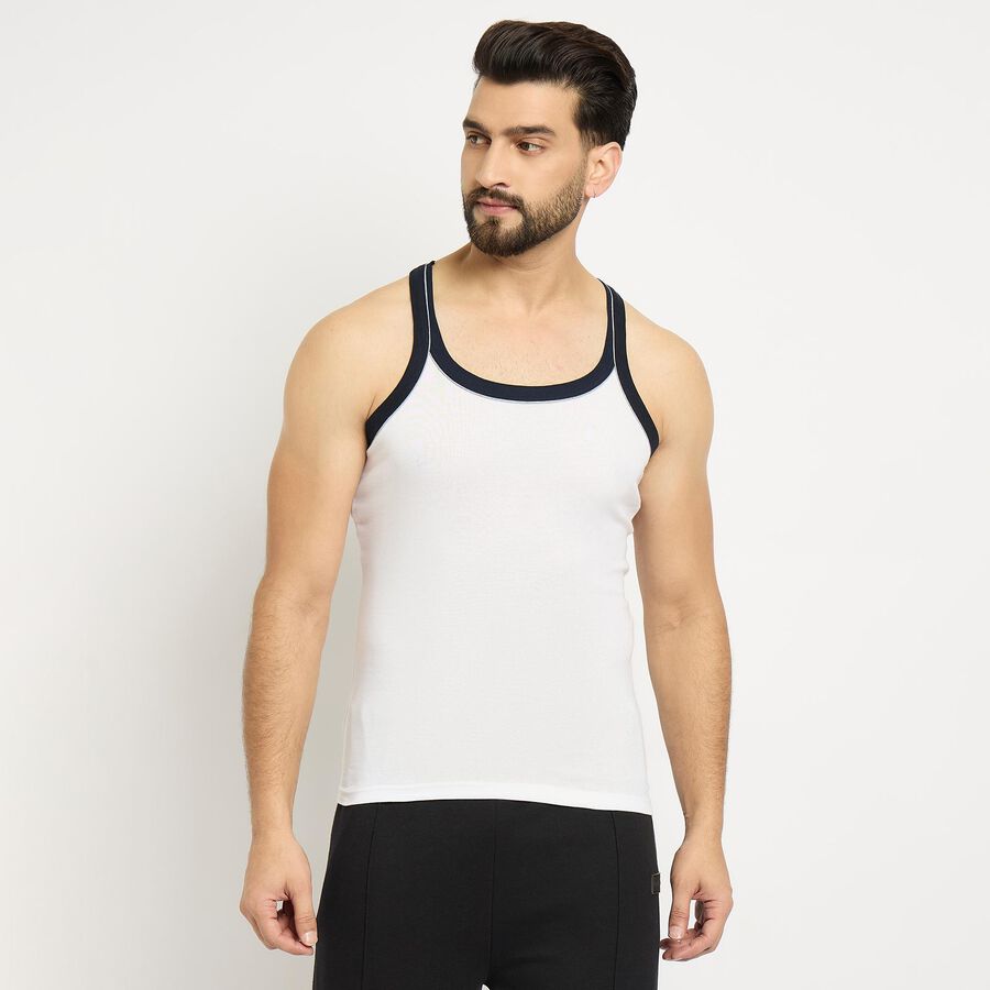 Men's 100% Cotton Gym T-Shirt , White, large