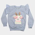 Girls' Light Blue Round Neck Pullover Sweatshirt, Light Blue, small