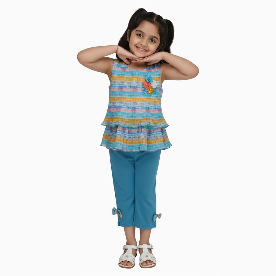 Girls' Capri Set, Aqua, large