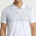 Men's White Polo Neck Athleisure T-Shirt, सफ़ेद, small