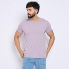 Men's Round Neck Half Sleeves T-Shirt , Lilac, small