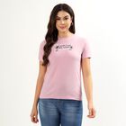 Women's Soft Lilac Purple Round Neck Graphic Printed T-Shirt, Lilac, small