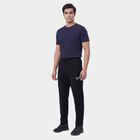 Men's Navy Blue Regular Fit Cuffed Track Pants, Navy Blue, small