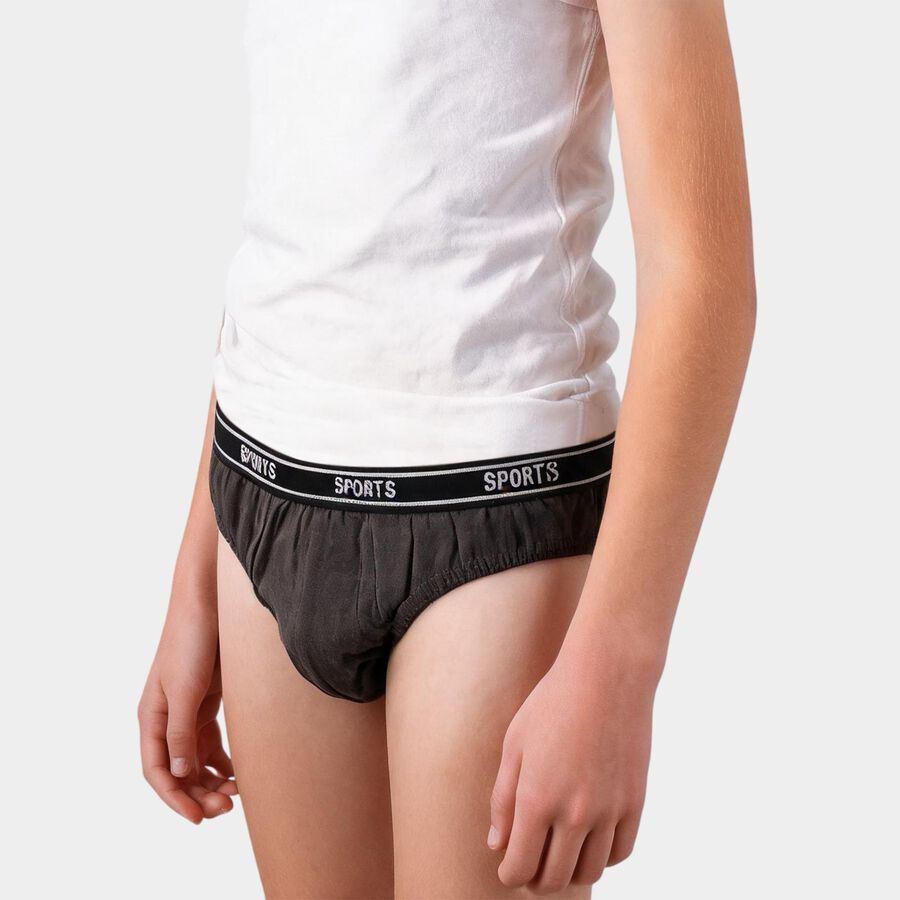 Boys Grey Regular Fit Briefs, Dark Grey, large